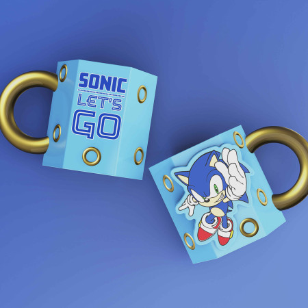 Sonic The Hedgehog Rings 16oz Sculpted Ceramic Mug